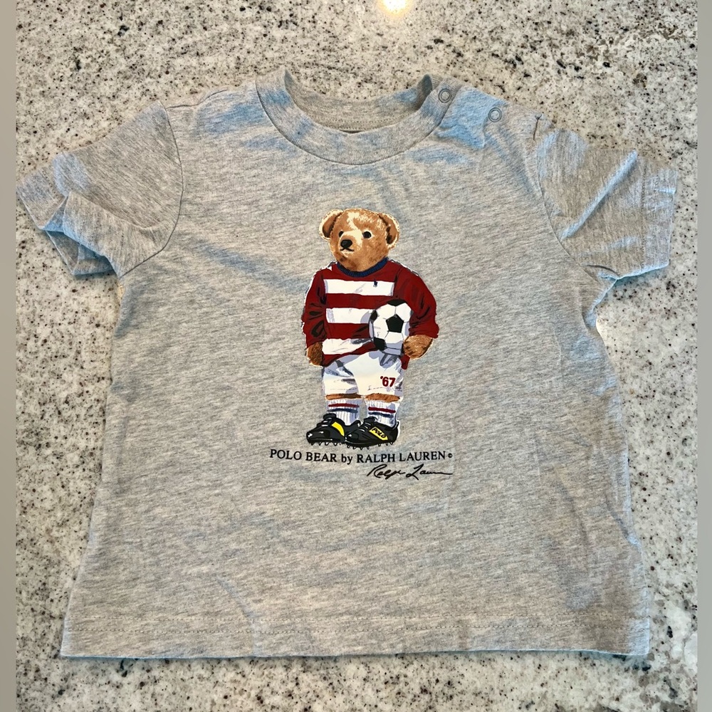 Ralph Lauren Shirt soccer ball bear baby 12 months